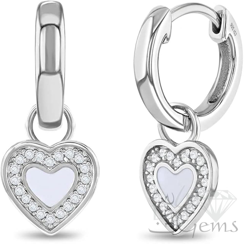 Silver Huggie w Heart Dangle