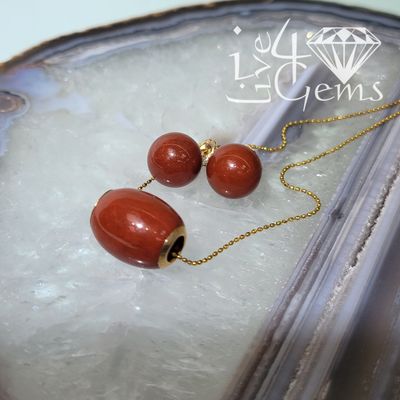 Jade Pendant Chain Earring Set