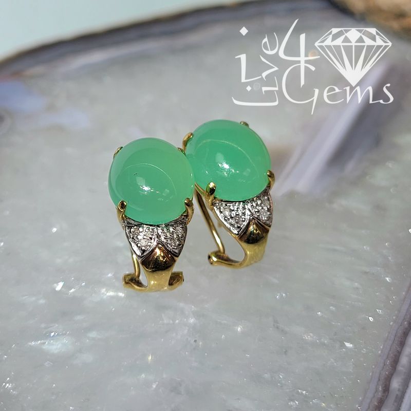 14kt Jade 10x12mm 0.06ct Jade French Pierced Stud