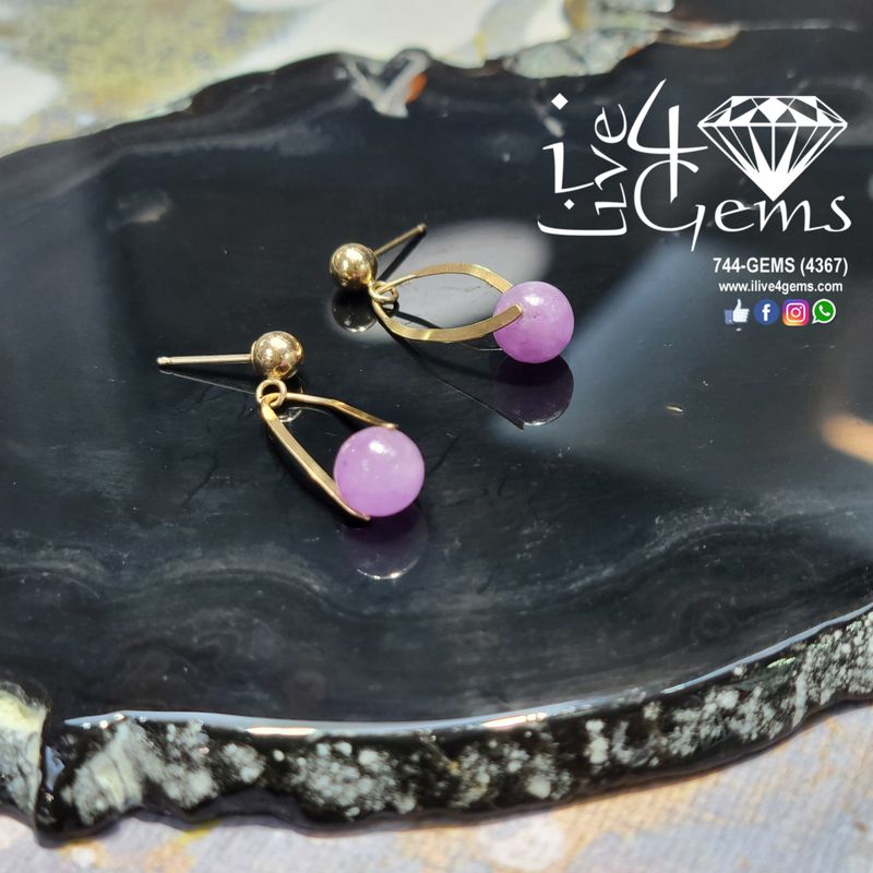 14kt Purple Jadiette 6mm Hanging Earring