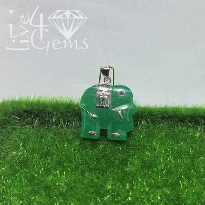 Silver Jade Elephant Pendant/Chain