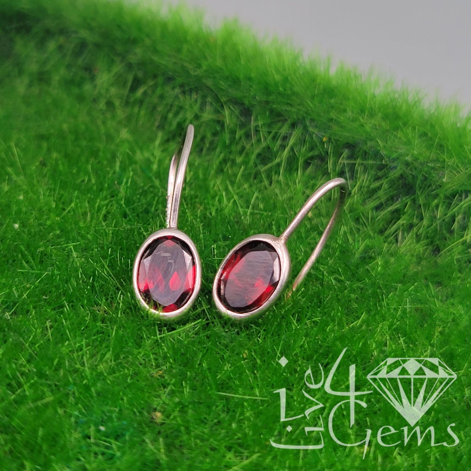 Silver Garnet Tear Drop Hanging Earring