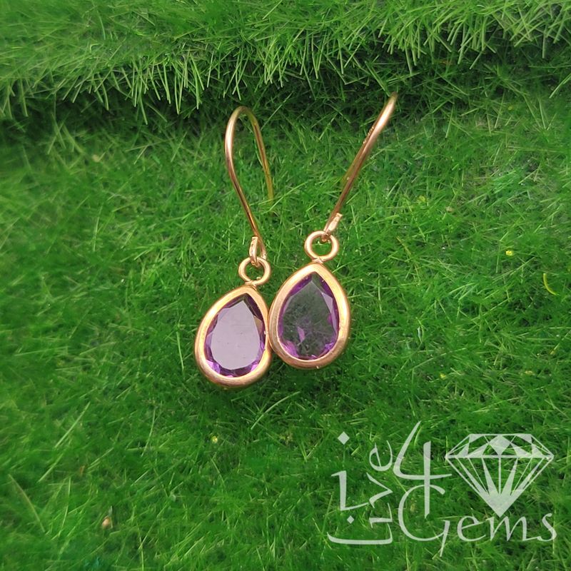10kt Amethyst Tear Drop Hanging Earring