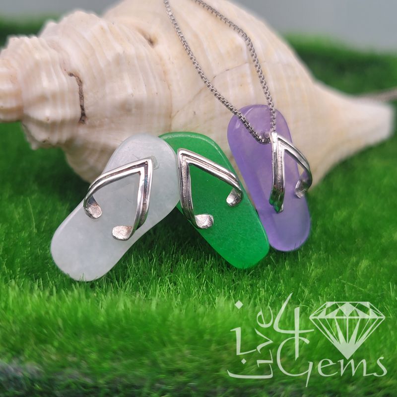 Silver Jade Slipper w Chain