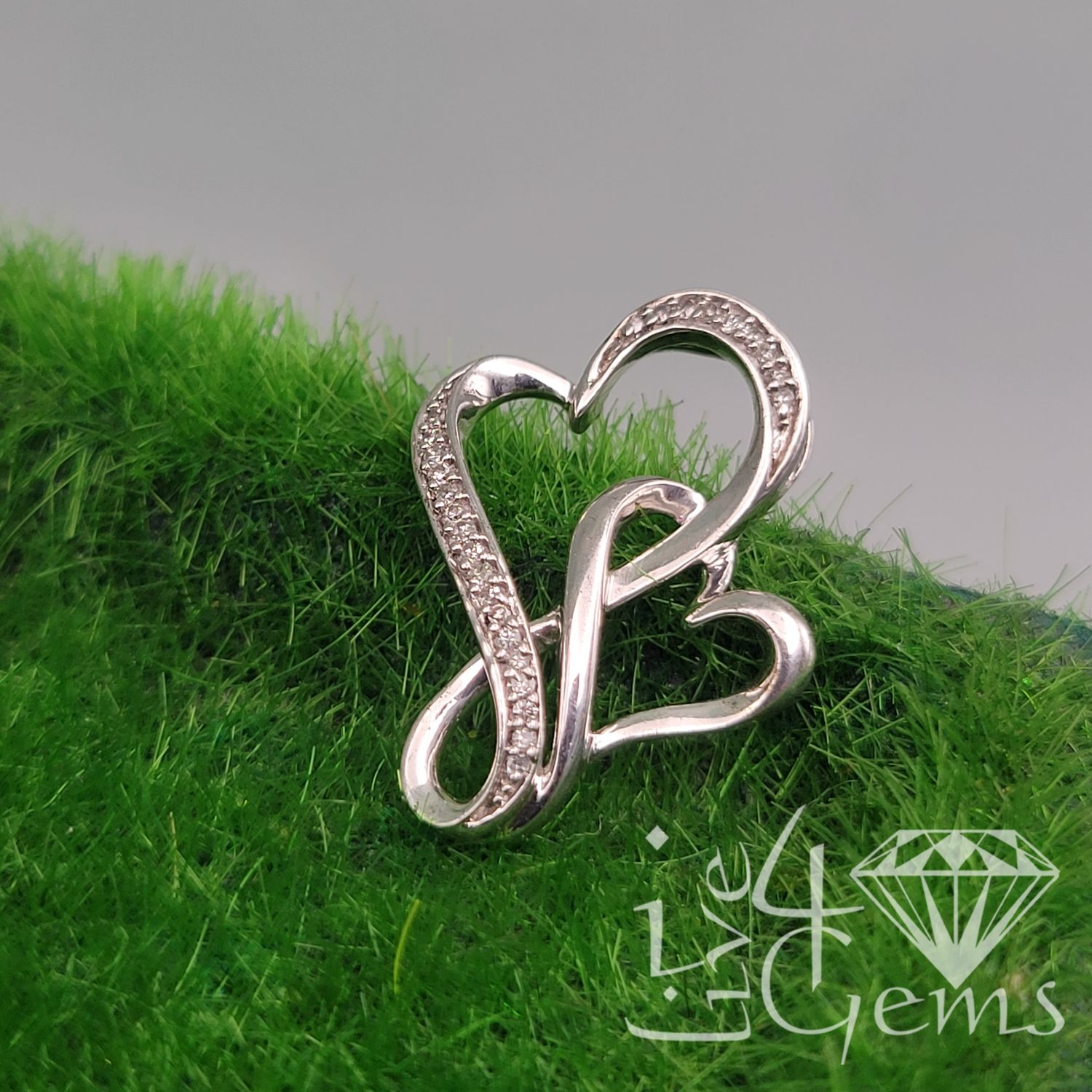 Silver Double Heart Infinity Diamond Pendant
