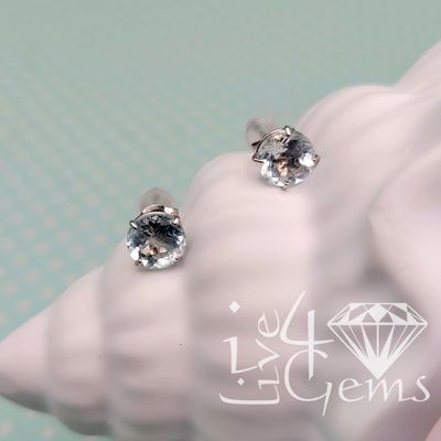 10kt 6mm Gemstone Stud Aquamarine White Gold