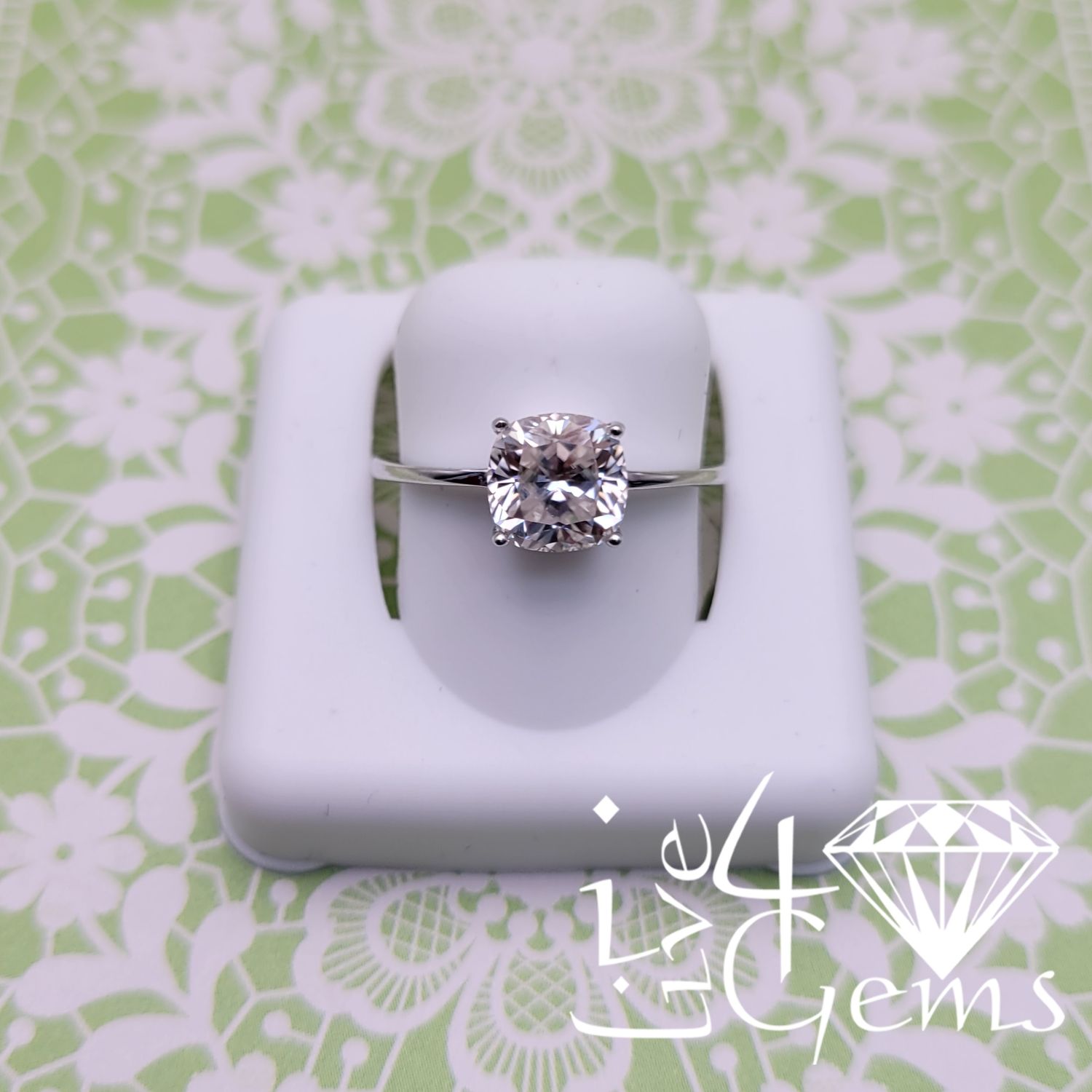 Silver Moissanite Cushion Cut- 1.5ctw