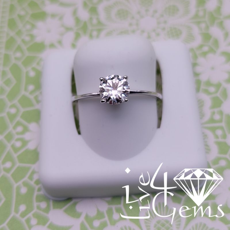 Silver Moissanite 2ctw Round Solitaire Ring