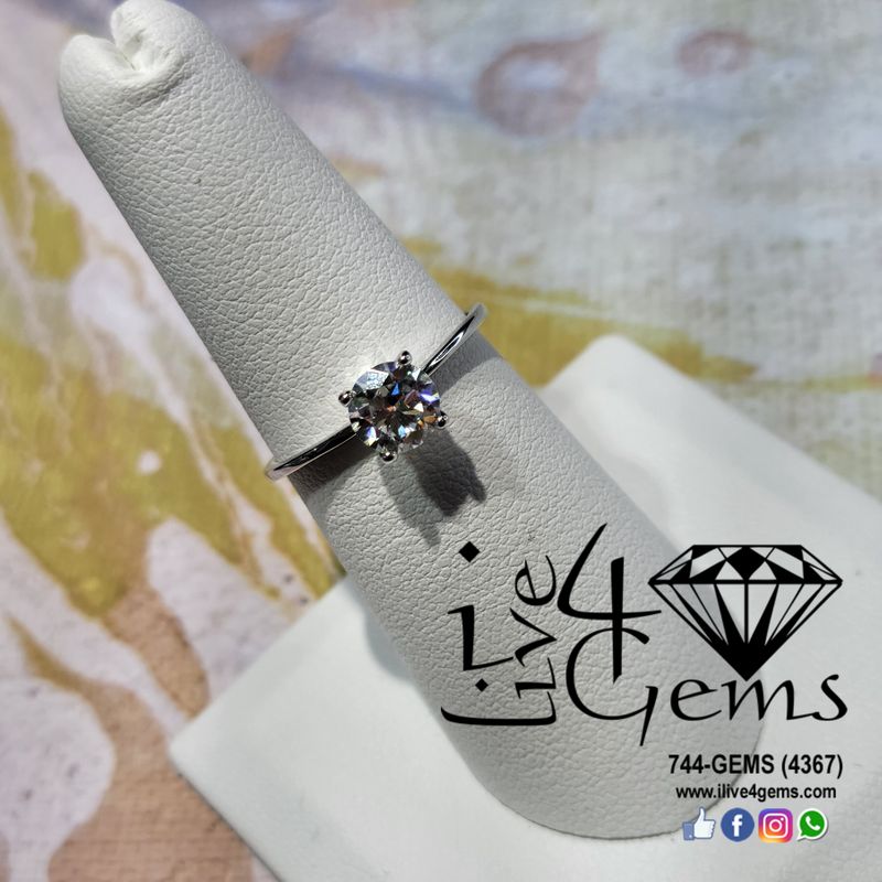 Silver Moissanite 1.5ctw Round Solitaire Ring