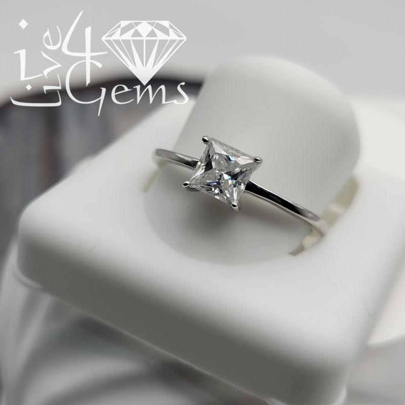 Silver Moissanite Princess Cut- 0.50ctw