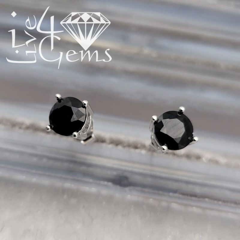Silver Black Cz Stud 5mm