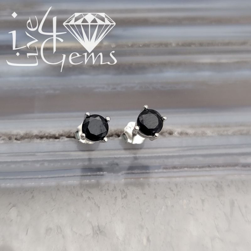 Silver Black Cz Stud 3mm