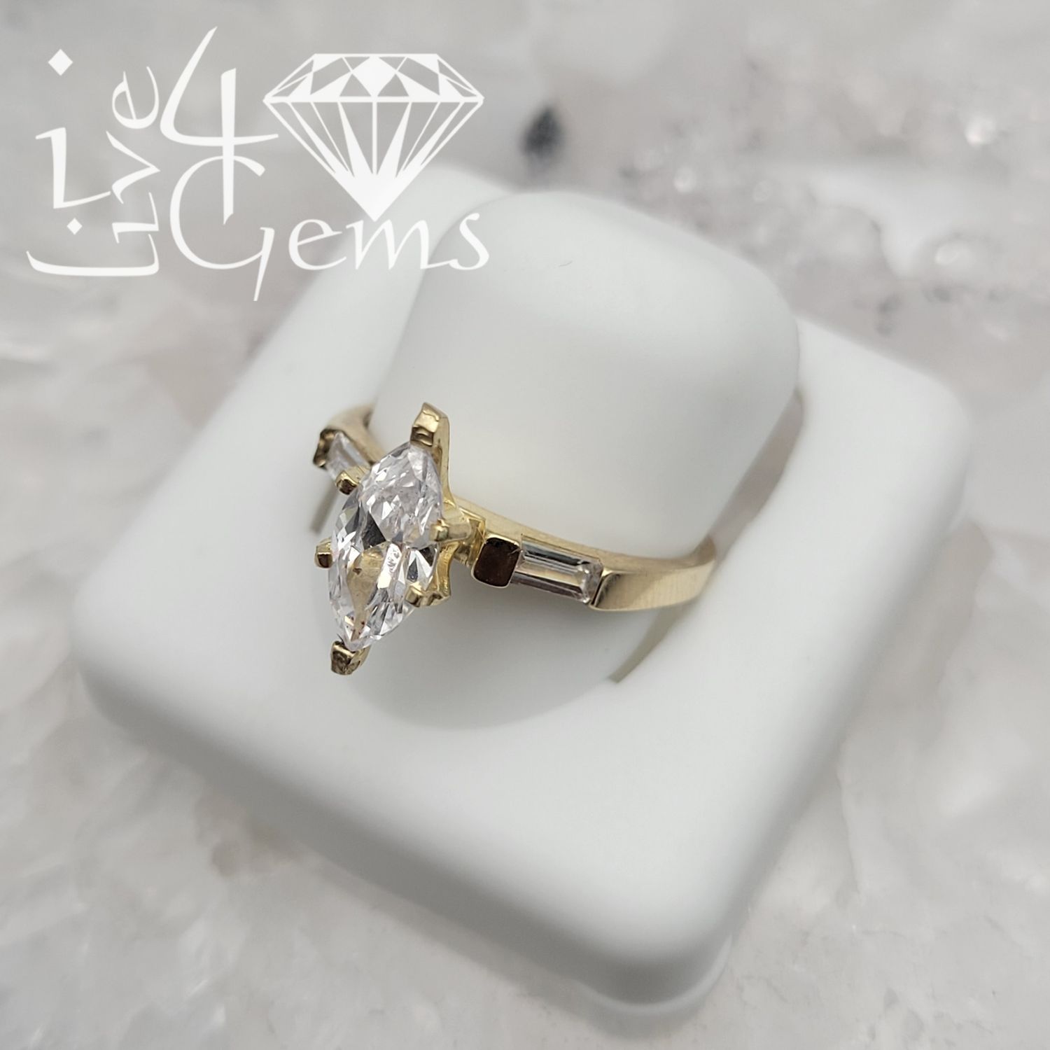 10kty Marquise and Baguette Cz Ring