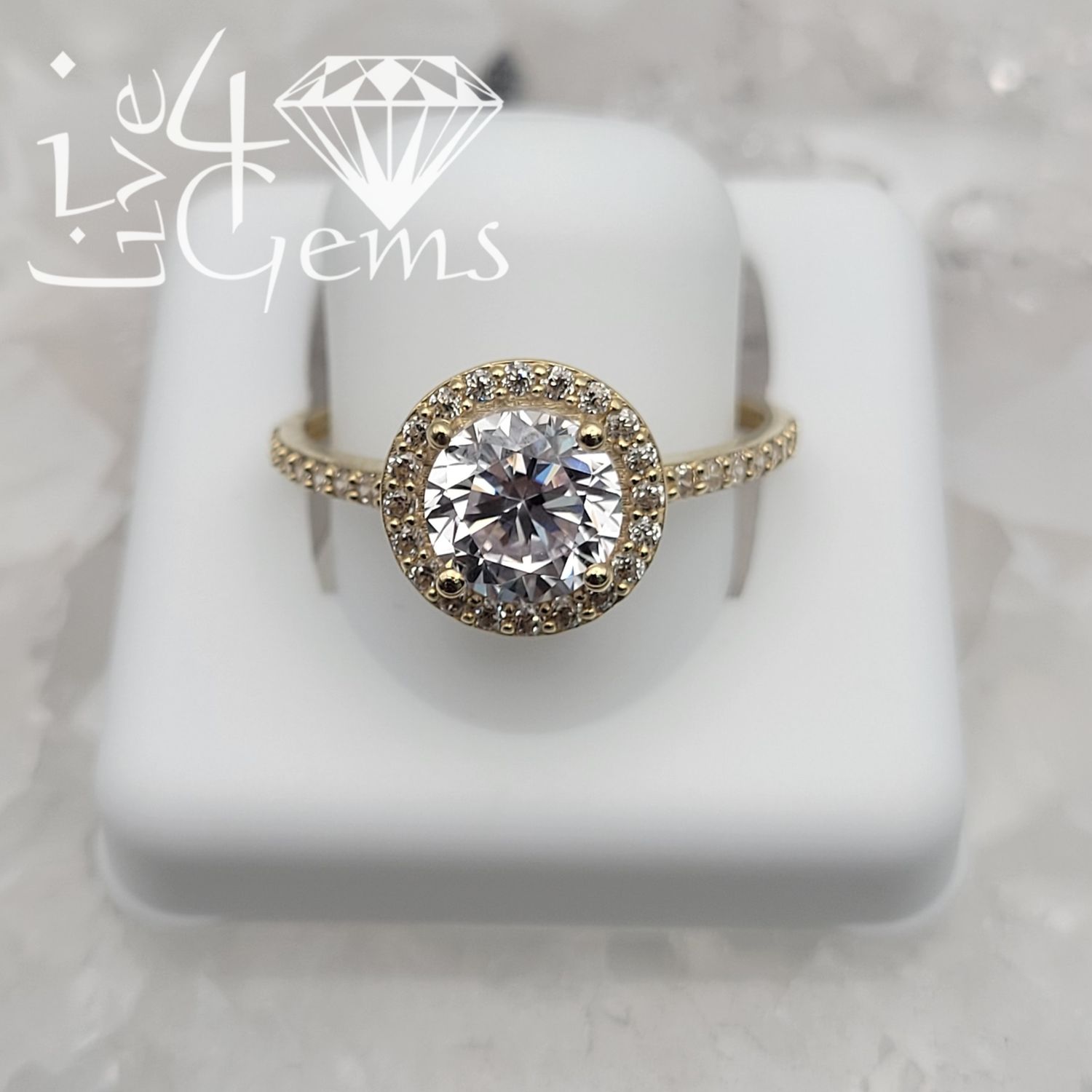 10kty Round Cut Halo Cz Ring S9.5