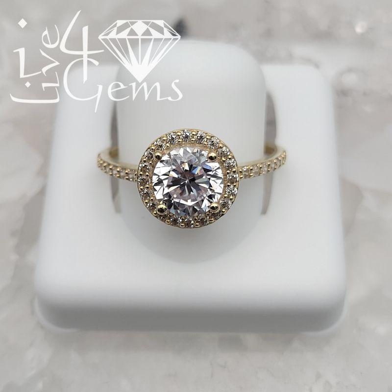 10kty Round Cut Halo Cz Ring S9.5