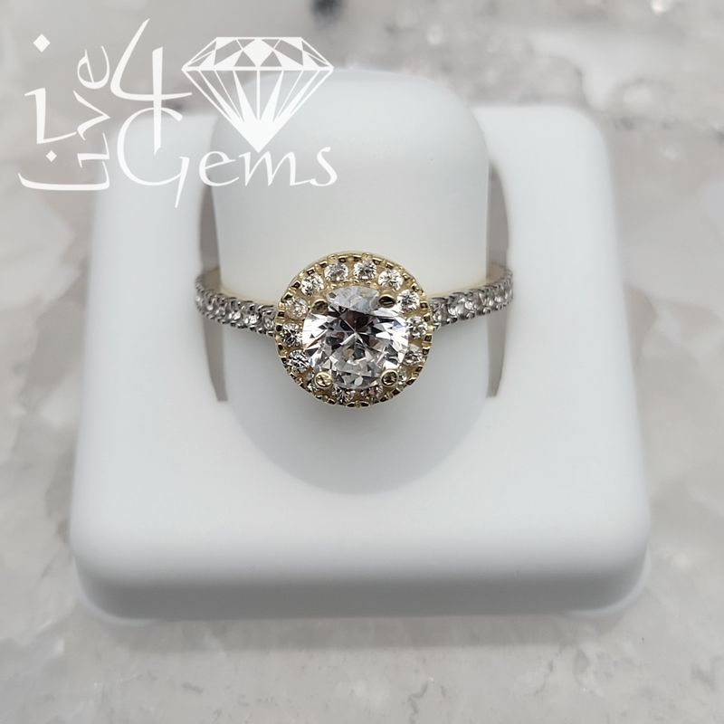 10kty Round Cz Halo Ring