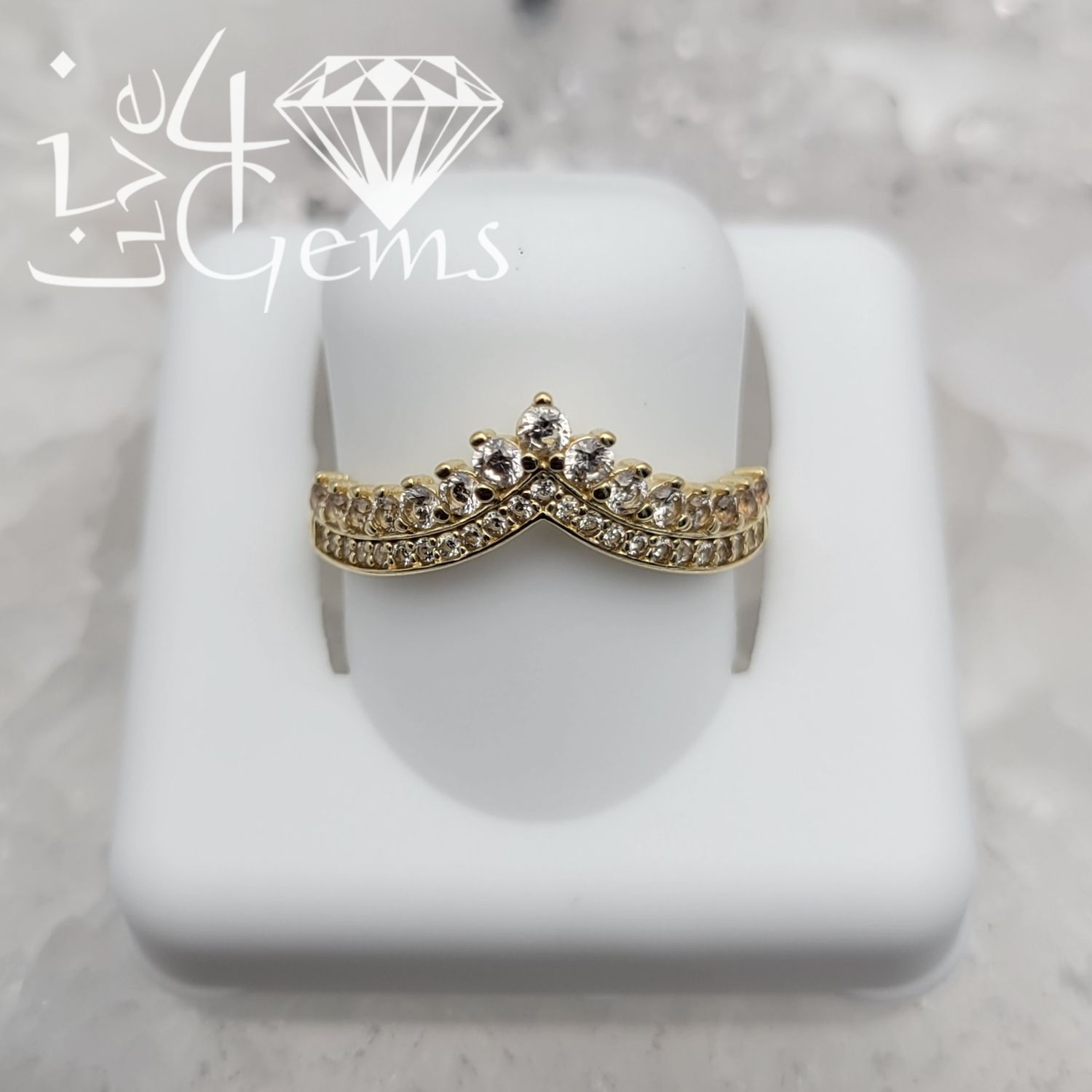 10kty Tiara Stackable CZ Ring