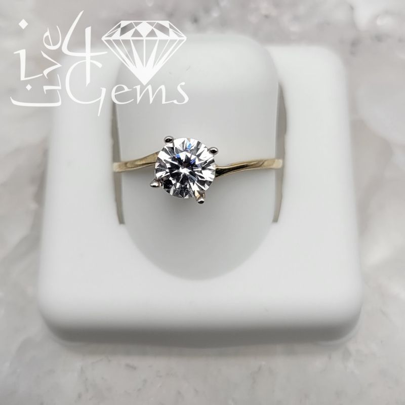 10kty Cz Solitaire Spiral Band Ring