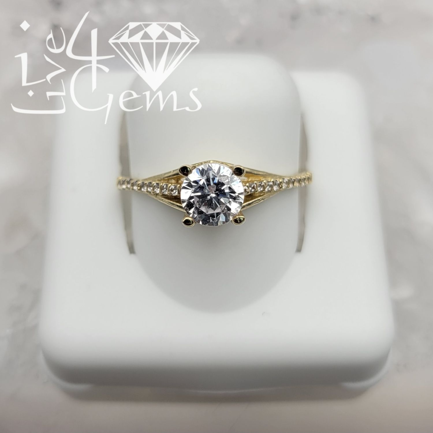 10kty Round Cz Single Row Ring S8