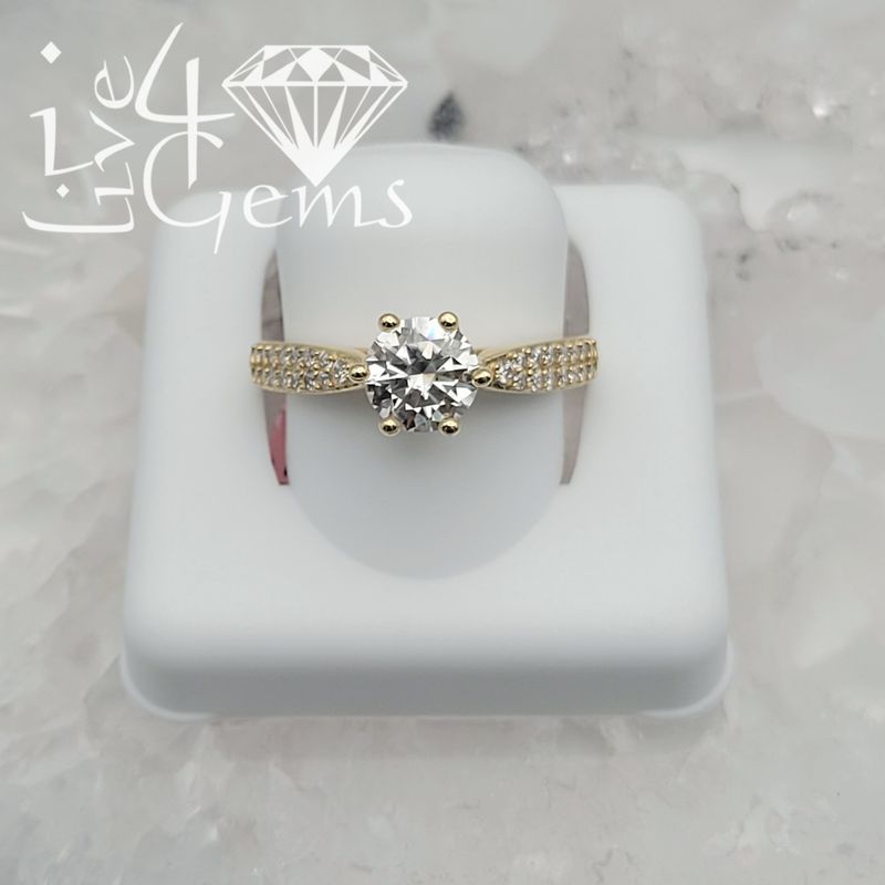 14kty 2.03ctw Round Solitaire Moissanite Double Row Ring