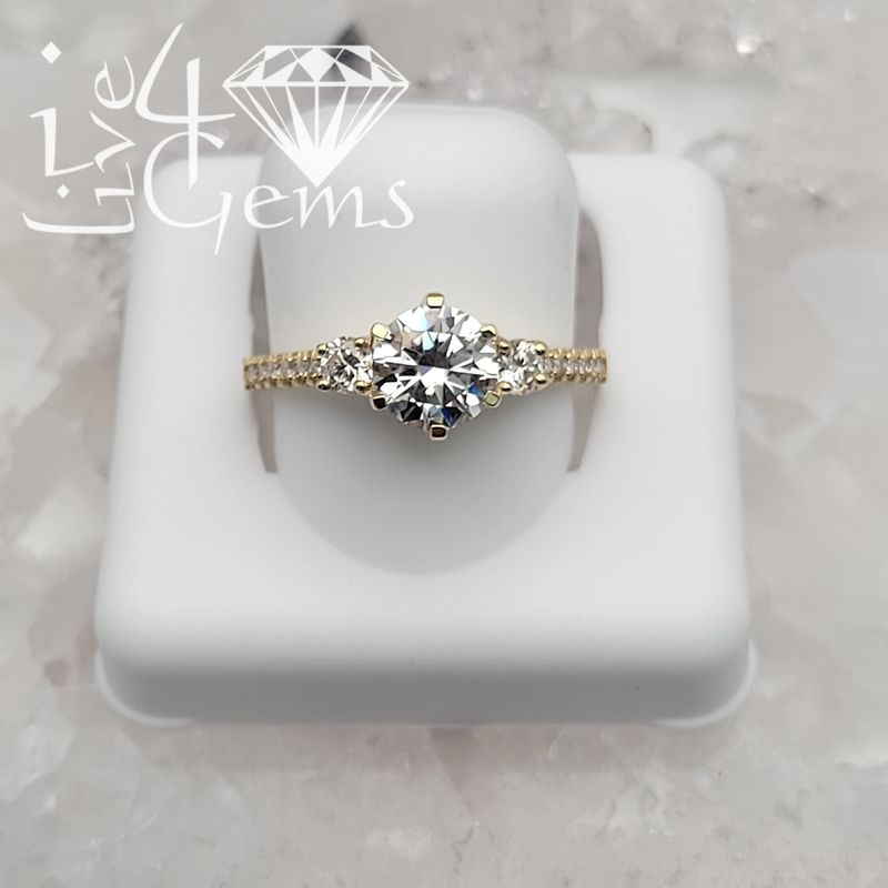 14kty 1.57ctw Three Stone Moissanite Ring