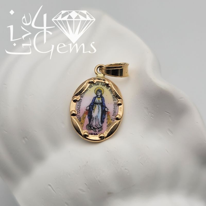 14kty Oval Dual Sided Miraculous Medal Pendant
