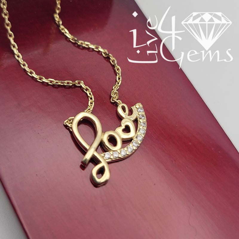 10kty 18&quot; Cz Love Pendant Necklace