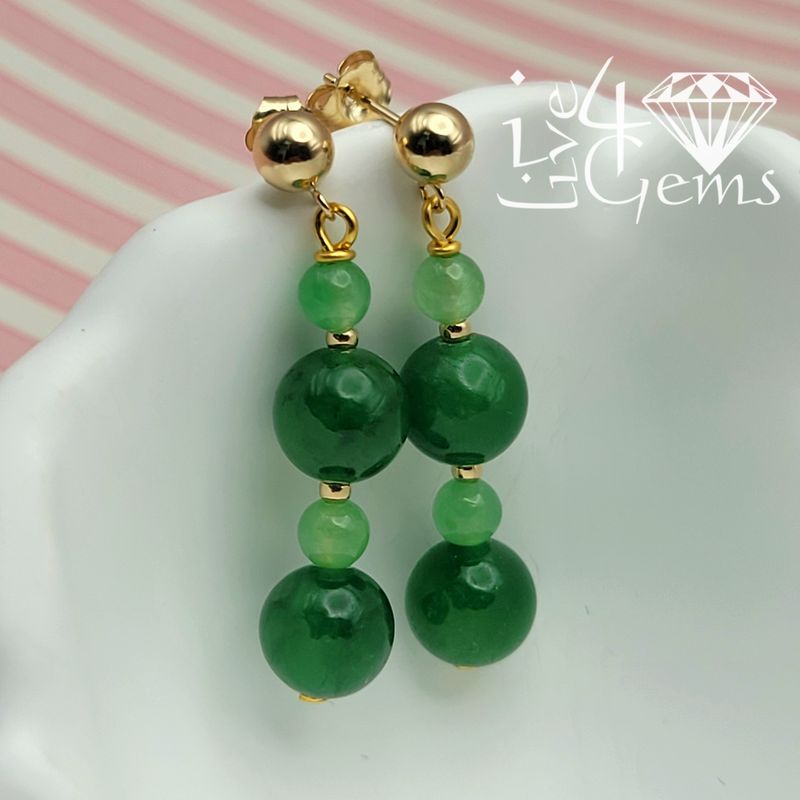 14kty 9mm Jade Hanging Earring