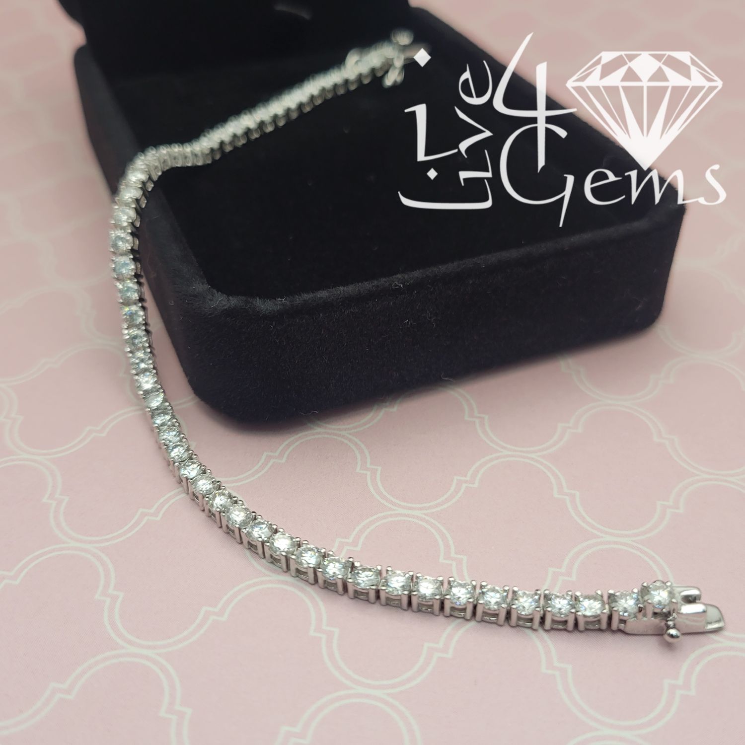 Silver 6ctw Moissanite 3mm Tennis Bracelet 7&quot;