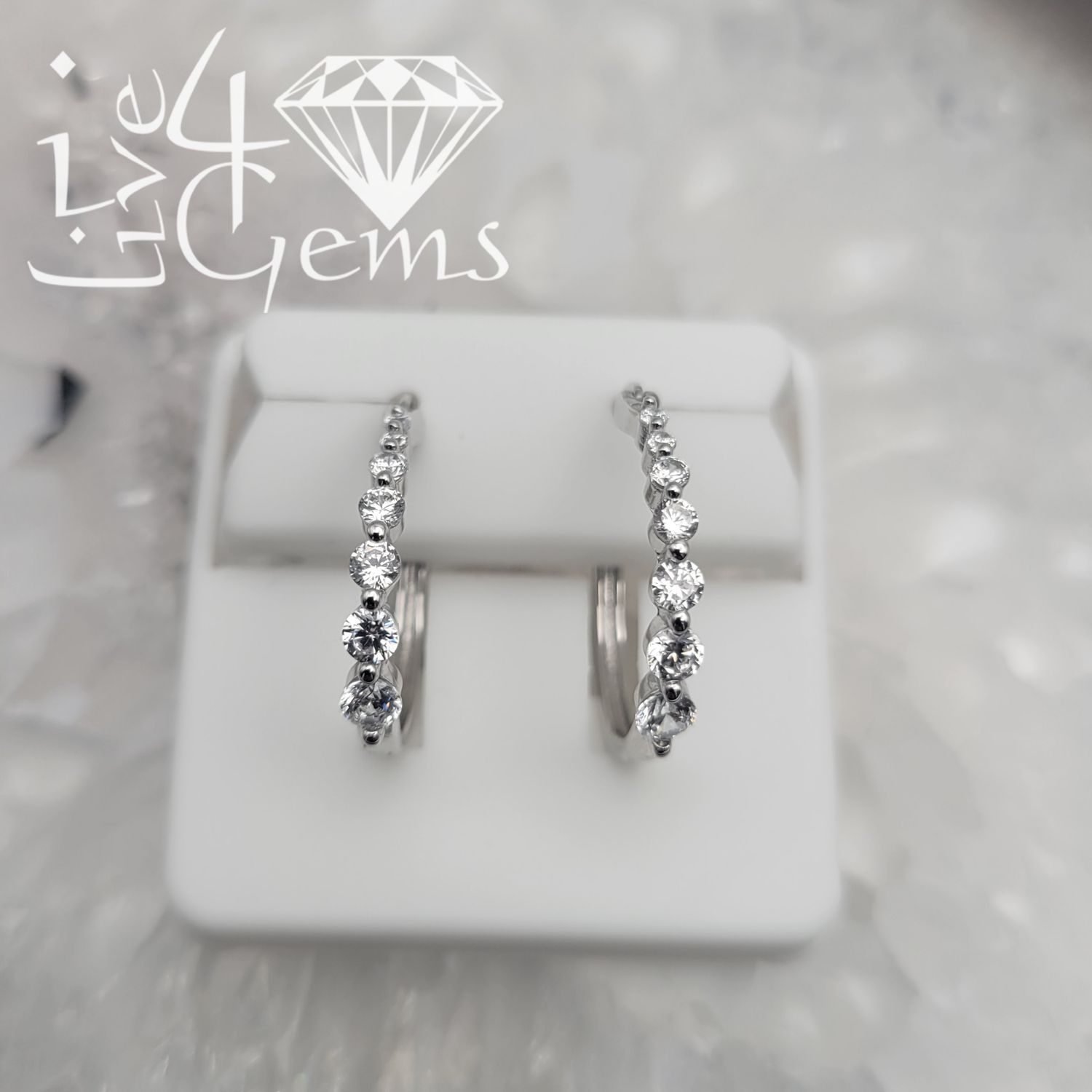 Silver Cz Pattern Hoop Earrings