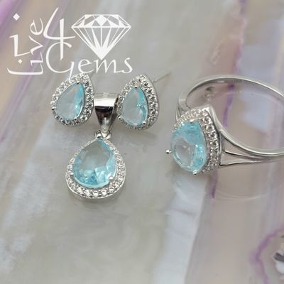 Silver Gemstone Earring Ring Pendant