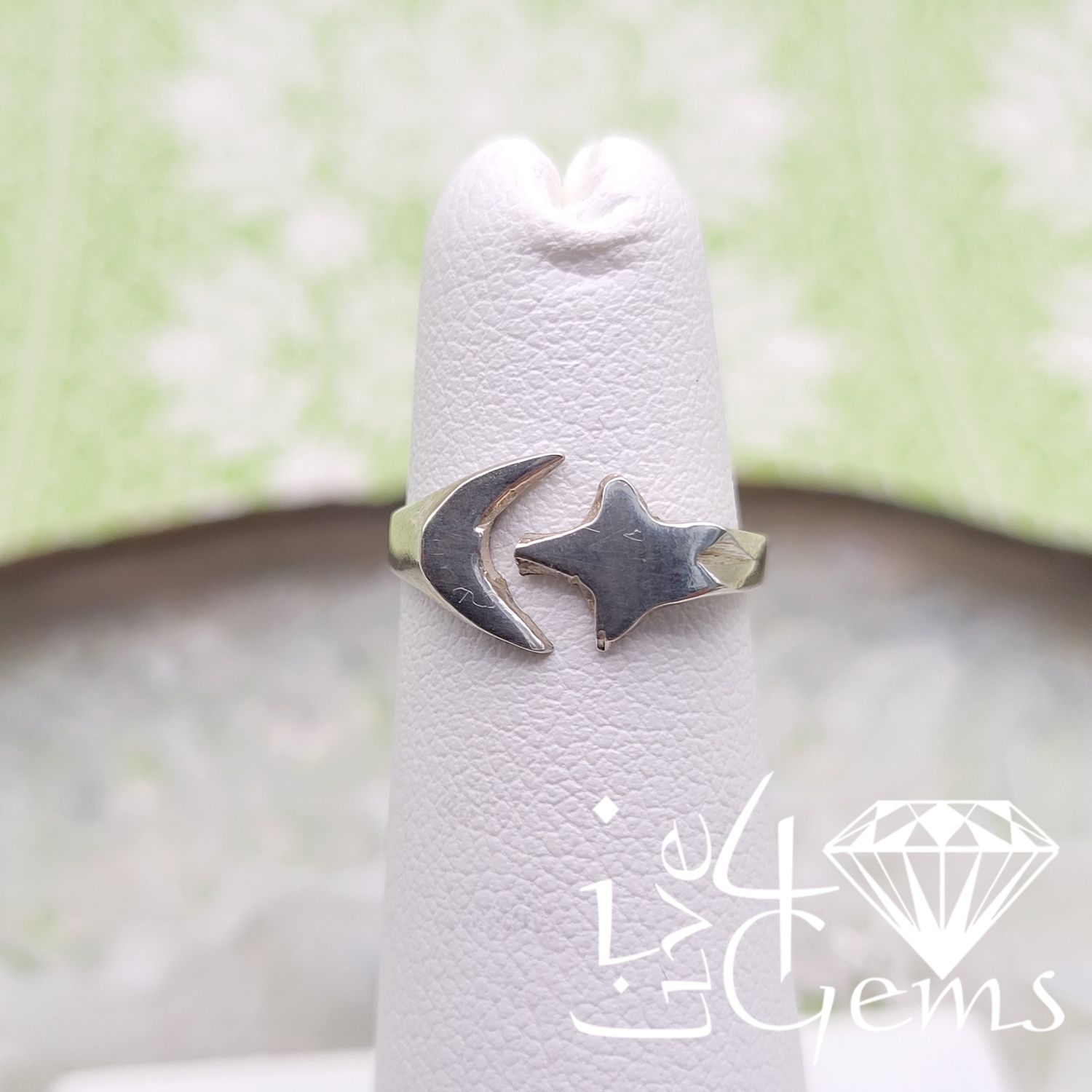 Silver Star and Moon Toe Ring