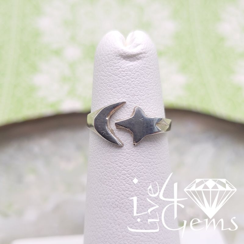Silver Star and Moon Toe Ring