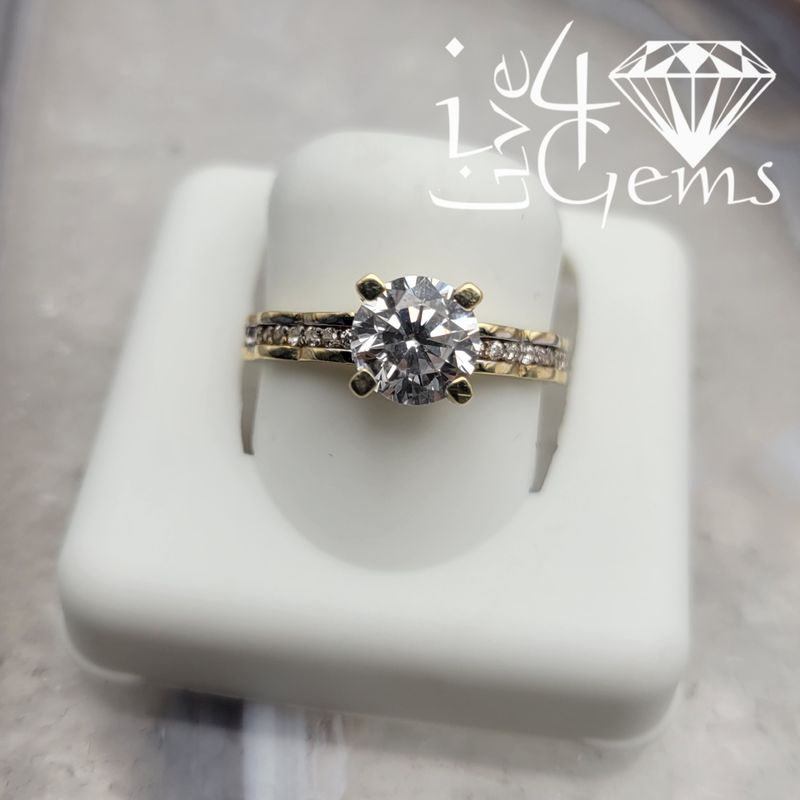 10kty Round Cz Solitaire Pattern Band Ring