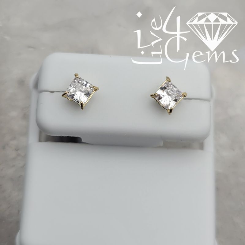 10kty 4mm Square Cz Stud Earring