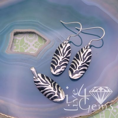 Silver Chain Pendant Earring Set