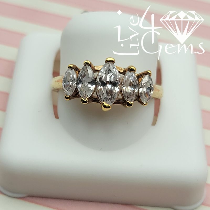 Silver Gold Plated Marquise Ring
