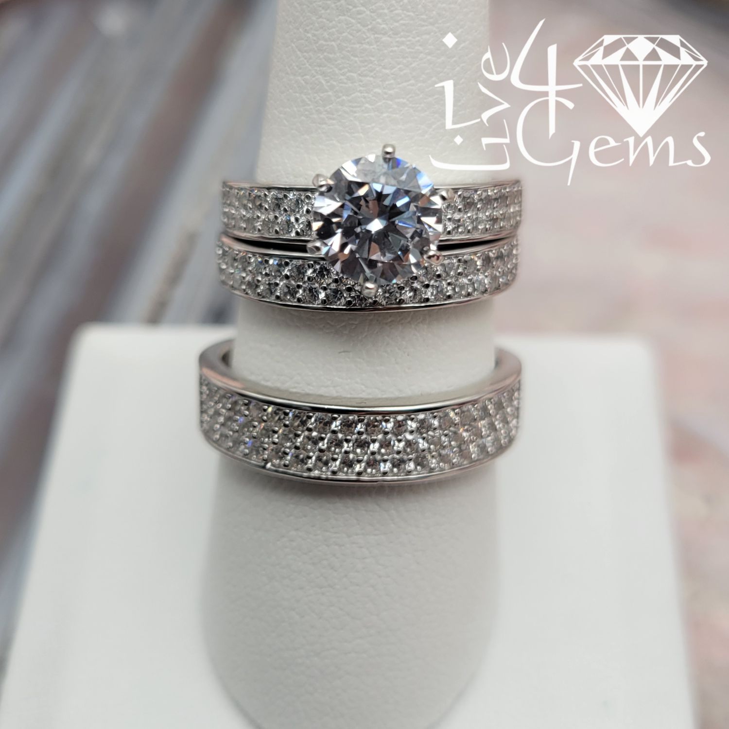 Silver Round Cut Cz Solitaire Trio Set S9