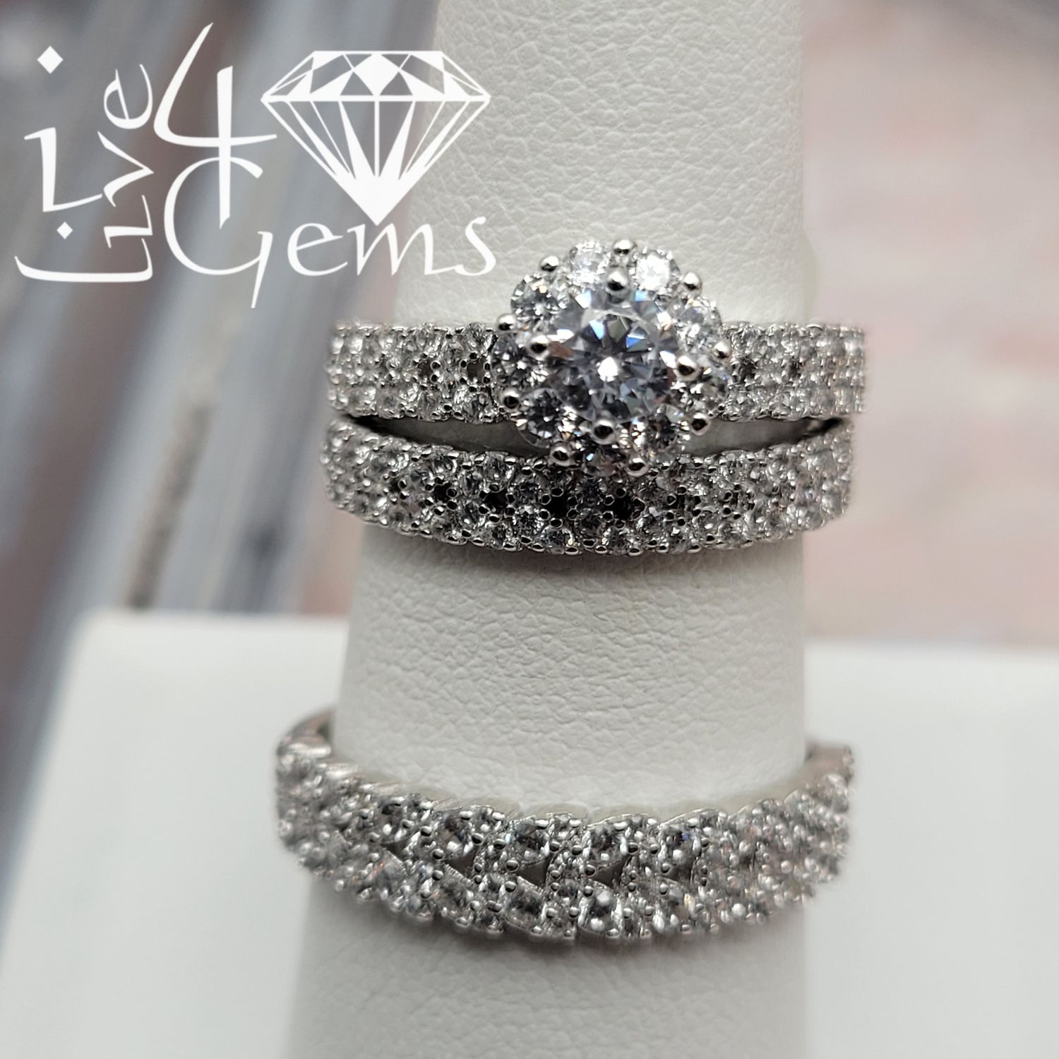 Silver Round Cluster Cz His and Her Set