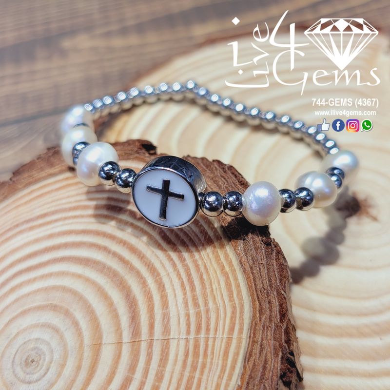 Pearl Stretch Stainless Steel Bracelet
