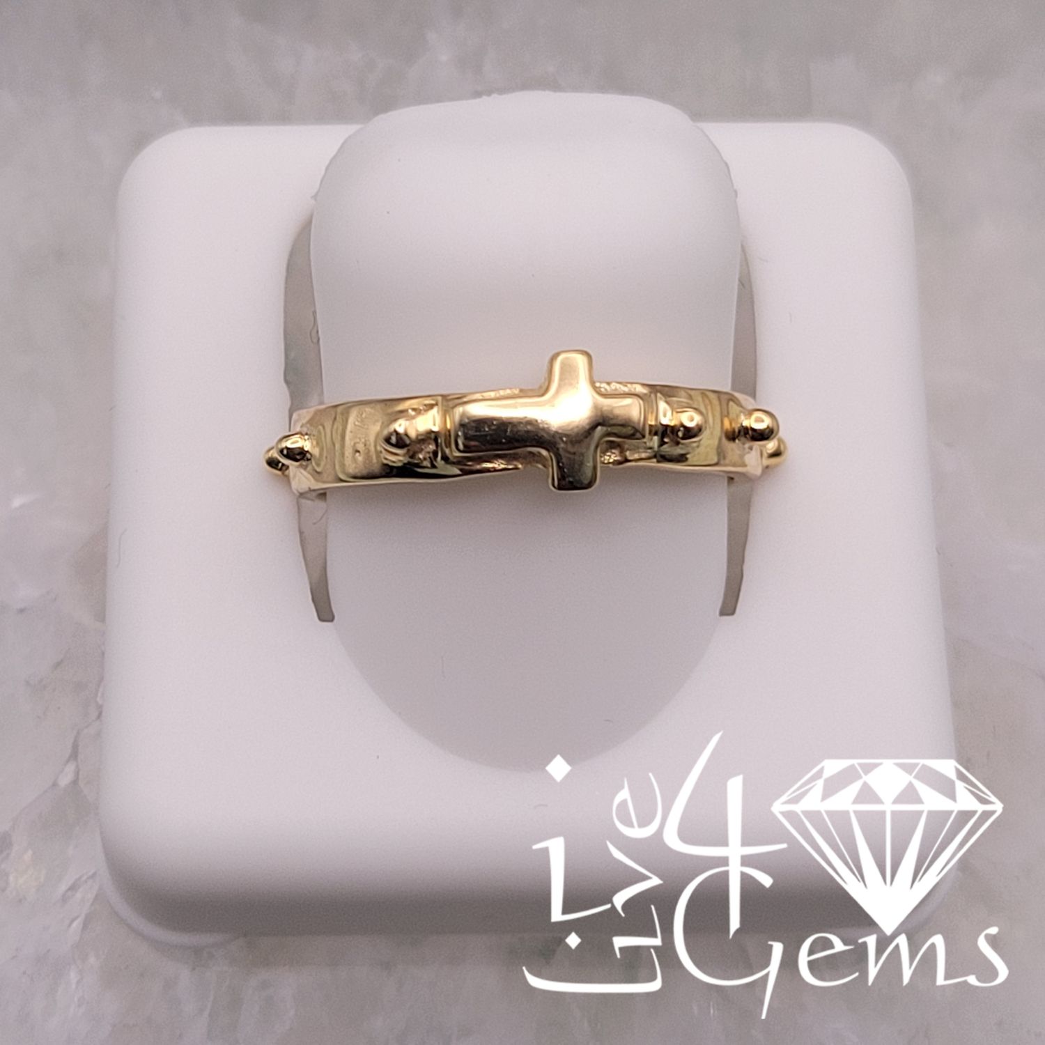 10kty Rosary Ring Cross