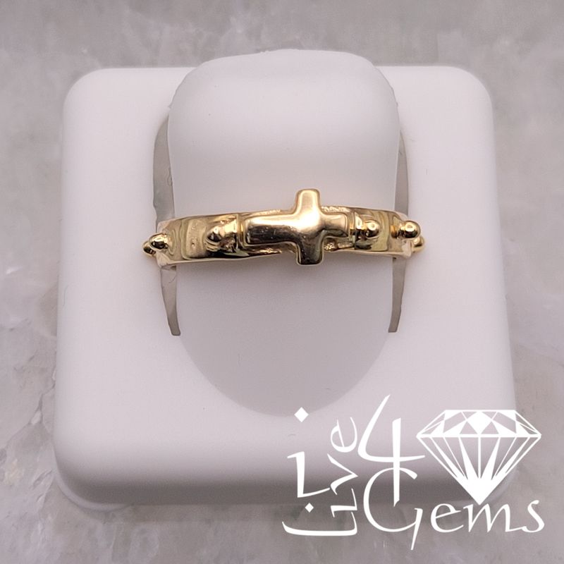 10kty Rosary Ring Cross