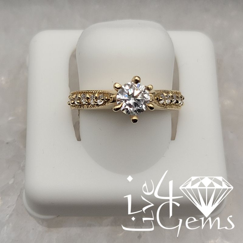 10kty Round CZ Solitaire Ring