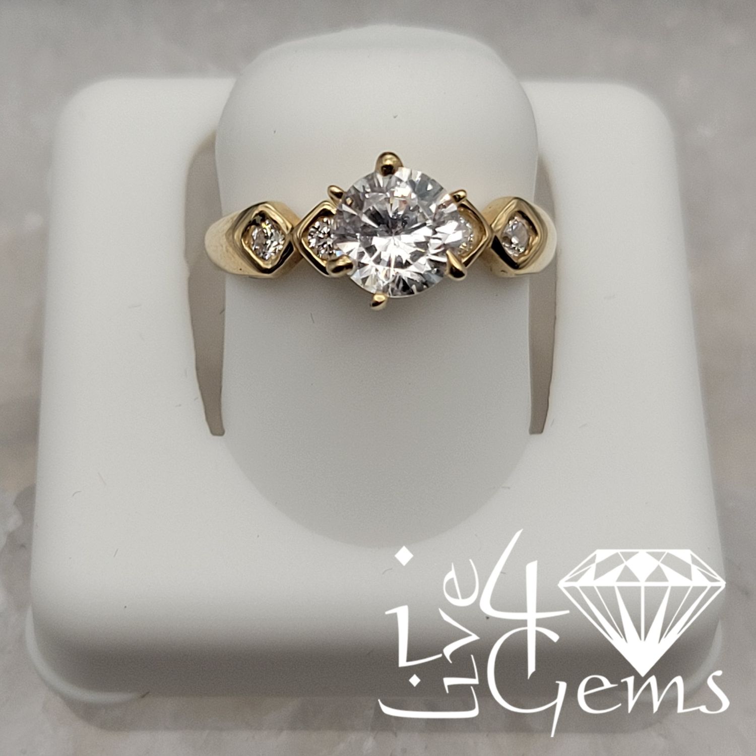 10kty Solitaire Cz Dia Pattern  Ring