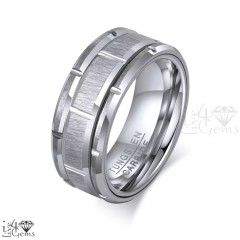 Tungsten Carbide Brick Pattern Silver Band