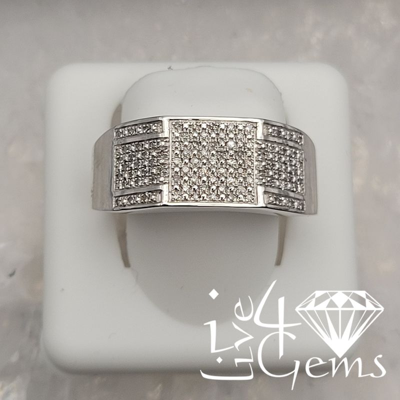 Silver 1/4ctw Dia Micro-pave Men&#39;s Band