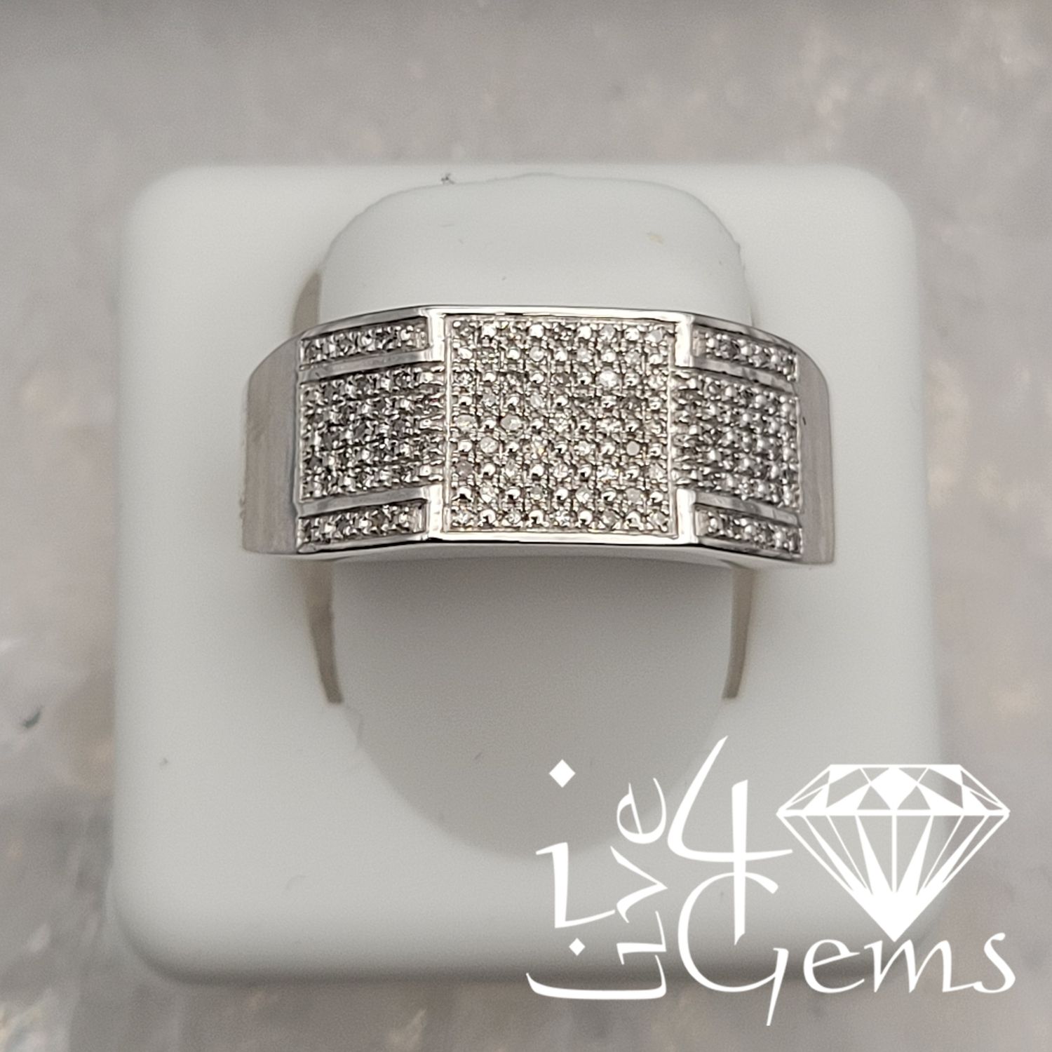 Silver 1/4ctw Dia Micro-pave Men&#39;s Band