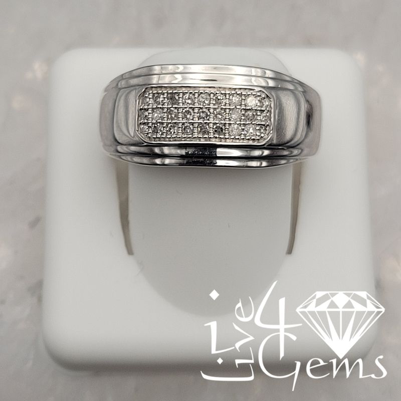 Silver 1/5ctw Dia Men&#39;s Band