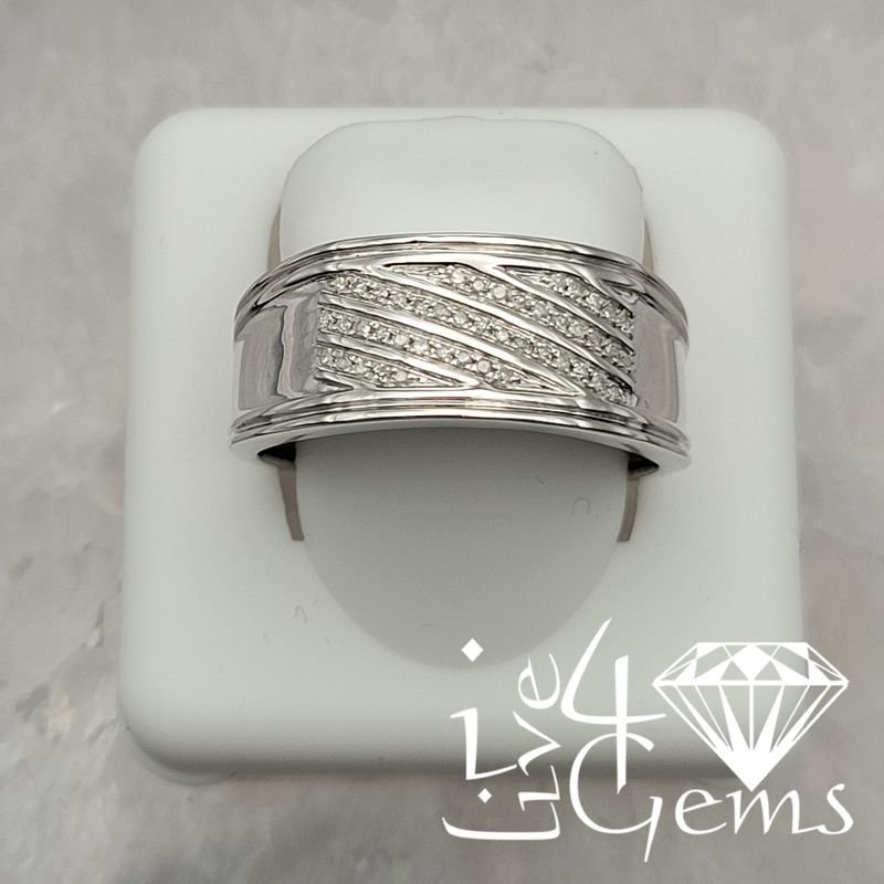 Silver 1/8ctw Dia Slant Men&#39;s Band