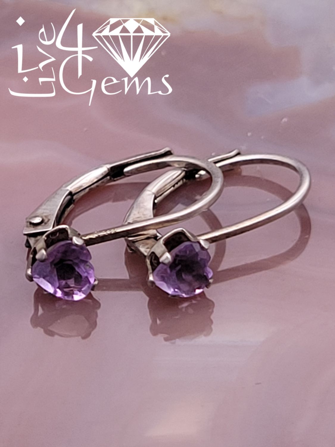 Silver 3.5mm  Heart Amethyst Earring